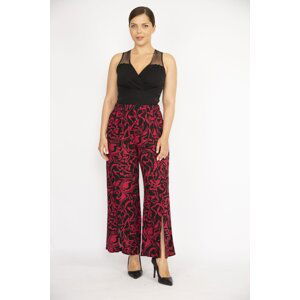 Şans Women's Fujya Large Size Front Slit Woven Viscose Trousers