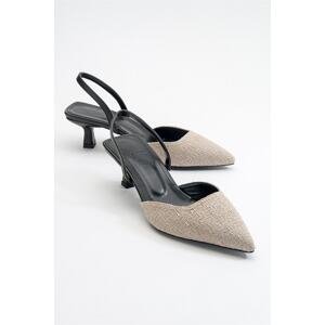 LuviShoes Over Beige Black Women's Heeled Shoes