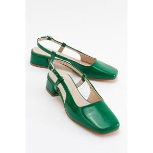 LuviShoes Heyya Women's Patent Leather Green Heeled Sandals