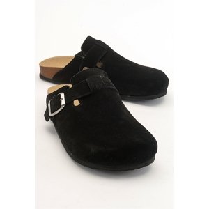 LuviShoes GONS Black Suede Leather Women's Slippers