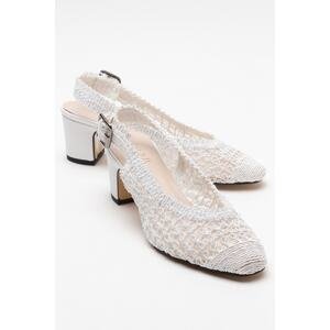 LuviShoes LOPA White Knitted Women's Heeled Shoes