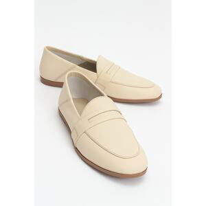 LuviShoes F05 Ecru-Beige Skin Genuine Leather Women's Ballerinas