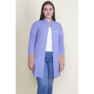 Şans Women's Large Size Lilac Knitwear Cardigan