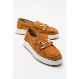 LuviShoes Women's Oxford Shoes From Molej Tan Suede Genuine Leather.
