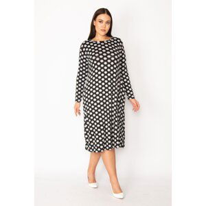 Şans Women's Plus Size Black Point Patterned Dress