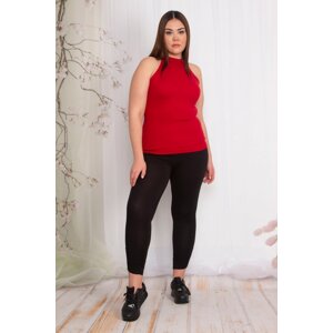 Şans Women's Plus Size Black Leggings With Smocking And Fishnet Detailed Trousers