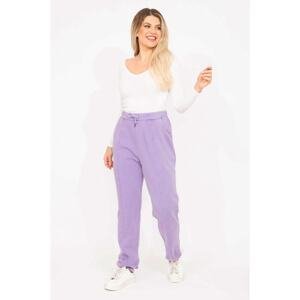 Şans Women's Large Size Lilac 3 Thread Fabric Cup Stitched Tracksuit Bottom