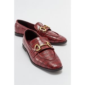 LuviShoes JETLA Claret Red Printed Women's Loafer