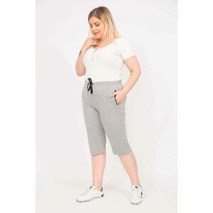 Şans Women's Gray Large Size Side Pocket Tracksuit Capri
