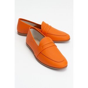 LuviShoes F05 Orange Skin Genuine Leather Women's Flats