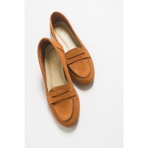 LuviShoes Women's Tan Nubuck Leather Flats F02