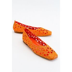 LuviShoes Bonne Women's Orange Flat Shoes