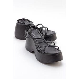 LuviShoes PLOT Black Women's Wedge Sandals