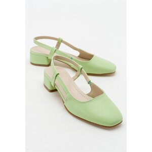 LuviShoes 66. Pistachio Green Skin Women's Heeled Sandals