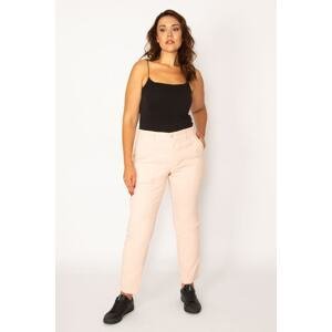 Şans Women's Large Size Pink Pocket and Cup Detailed Lycra Trousers