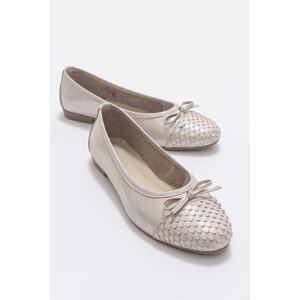 LuviShoes 02 Beige Glitter Women's Ballerinas