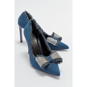 LuviShoes VEGAS Women's Jeans Blue Heeled Shoes