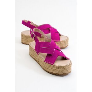 LuviShoes Lontano Fuchsia Suede Genuine Leather Women's Sandals