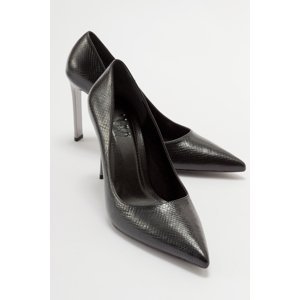 LuviShoes MOVES Black Patterned Women's Heeled Shoes
