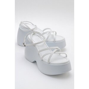 LuviShoes PLOT Women's White Sandals with Wedges