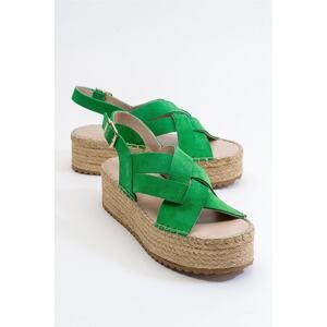 LuviShoes Lontano Green Suede Genuine Leather Women's Sandals