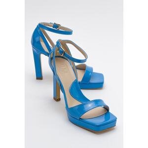 LuviShoes Mersia Blue Patent Leather Women's Heeled Shoes