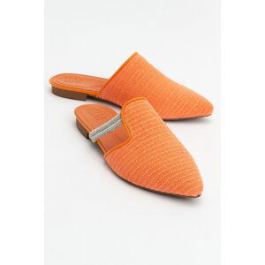 LuviShoes PESA Orange Women's Slippers with Straw Stones