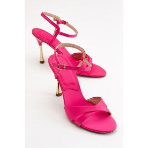 LuviShoes Ravel Women's Fuchsia Satin Heeled Shoes