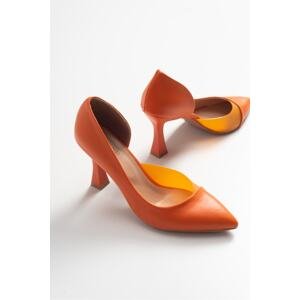 LuviShoes 653 Orange Skin Heeled Women's Shoes