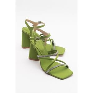 LuviShoes Vivid Green Satin Women's Heeled Shoes
