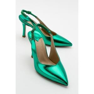 LuviShoes Visse Green Metallic Women's High Heels