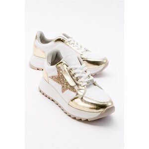 LuviShoes Senra Women's White-Gold Sneakers