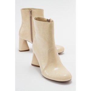 LuviShoes MIANO Beige Patterned Women's Heeled Boots