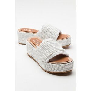 LuviShoes DIBBE Women's White Straw Filled Sole Slippers.