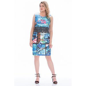 Şans Women's Plus Size Colorful, Colorful Sleeveless Dress