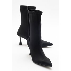 LuviShoes SPEZIA Women's Black Scuba Heeled Boots