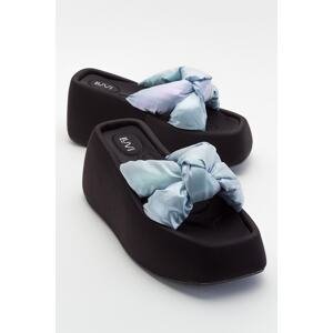 LuviShoes Regno Baby Blue Women's Wedge Heeled Slippers
