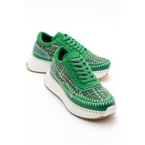 LuviShoes NANTE Green-Tweed Women's Sneakers