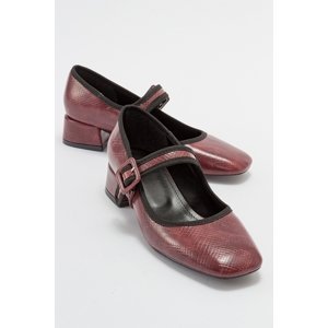 LuviShoes CURES Women's Claret Red Pattern Heeled Shoes