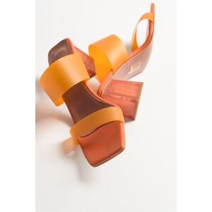 LuviShoes Women's Orange Skin Heeled Transparent Slippers