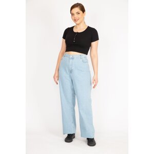 Şans Women's Blue Plus Size 5 Pockets, Lycra-Free Jeans.