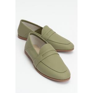 LuviShoes F05 Khaki Skin Genuine Leather Women's Flats