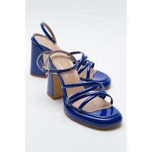 LuviShoes OPPE Sax Blue Patent Leather Women's Heeled Shoes