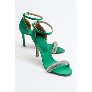 LuviShoes Siesta Green Satin Women's Heeled Shoes