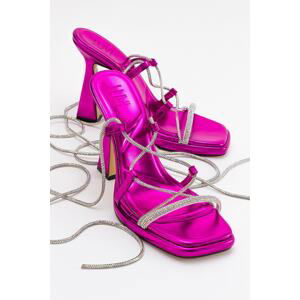 LuviShoes Mezzo Metallic Fuchsia Women's Heeled Sandals