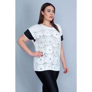 Şans Women's Large Size White Stone Detailed Garnished Blouse