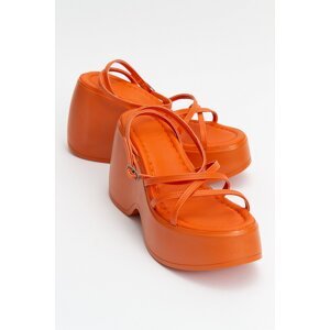 LuviShoes PLOT Orange Women's Wedge Sandals