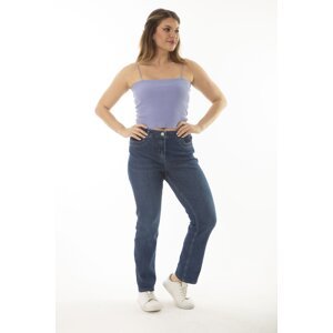 Şans Women's Plus Size Navy Blue High Waist Lycra Jeans Pants