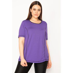 Şans Women's Plus Size Purple Collar Bias Sports Blouse