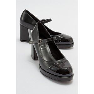 LuviShoes PAEIS Black Patent Leather Women's Heeled Shoes